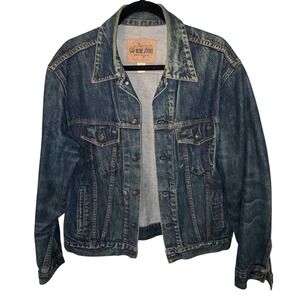 GAP Blue Jeans Mens Denim Trucker Jacket Medium 174409-01-1 Vintage Style